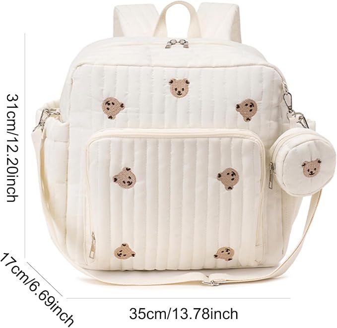 Cute Diaper Bag Pañaleras Para Bebe Baby Small Diaper Bag Backpack Bear Mom Bag with Changing Pad for Mom Dads (Bear)