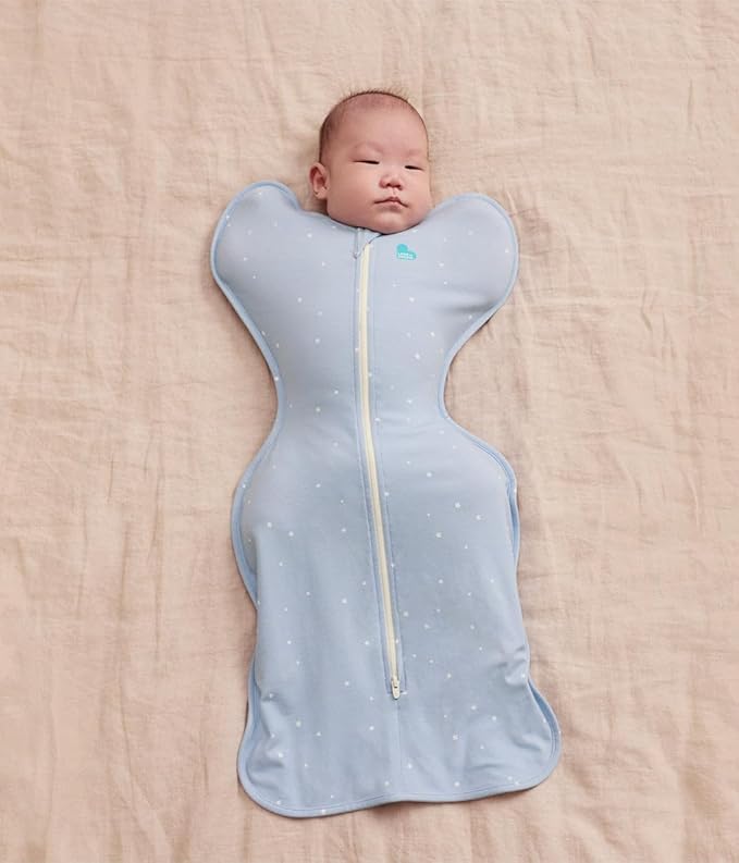 Love to Dream Swaddle Up Original, Arms Up Position, Light and Ultra Breathable Cotton - Wearable Blanket - 1.0 TOG - (20-24°C) Ideal for Moderate Temps, Medium 13-19lbs, Twinkle Powder Blue