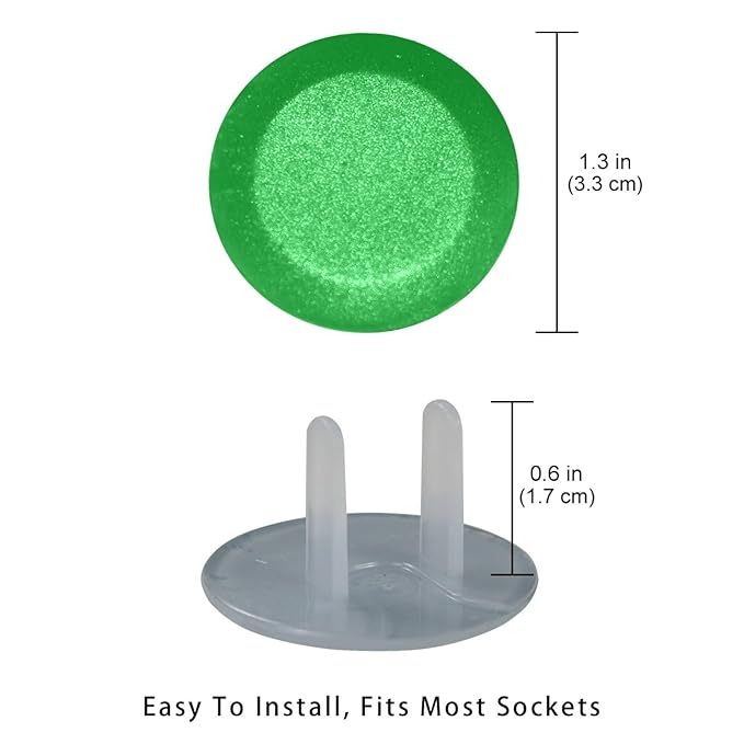 Pure Plant Green Color Outlet Covers Baby Proofing - Plug Covers for Electrical Outlets, Child Proof Socket Covers, Baby Safety Products for Home, Office