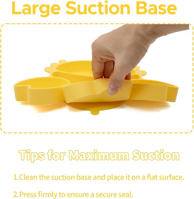 BabyX Silicone Feeding Set (3 PCs) Cove & Coast Series, Baby Plate with Suction Cup, Training Spoon and Fork, BLW Utensils for Toddler Kid, BPA-Free, Microwave/Dishwasher Safe - Yellow Crab