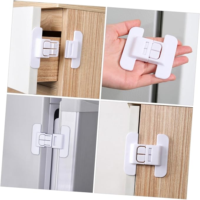 10 Pack Child Safety Cabinet Locks Baby Proof Drawer Locks for Kitchen Fridge Cupboard Child Locks Anti-Clip Hand Lock Buckle 2.75X2.75X0.39 Inch for Home Childproofing