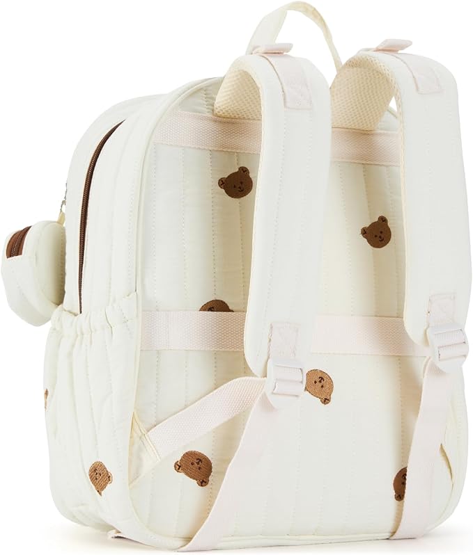 GOBABYMART Large Diaper Bag Backpack with Changing Pad, Insulated Bottle Pockets, Travel & Hospital Bag for Mom & Dad (Large - Beige Bears)