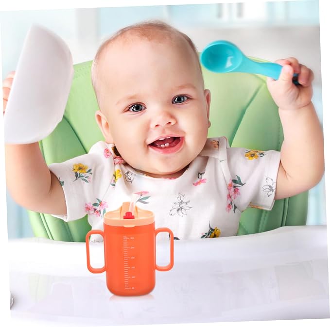 DECHOUS Double Handle Drinking Cup with Straw Boy Girl Water Cup Durable Lightweight and Ergonomic Design for Easy Grip for Milk and Water Training