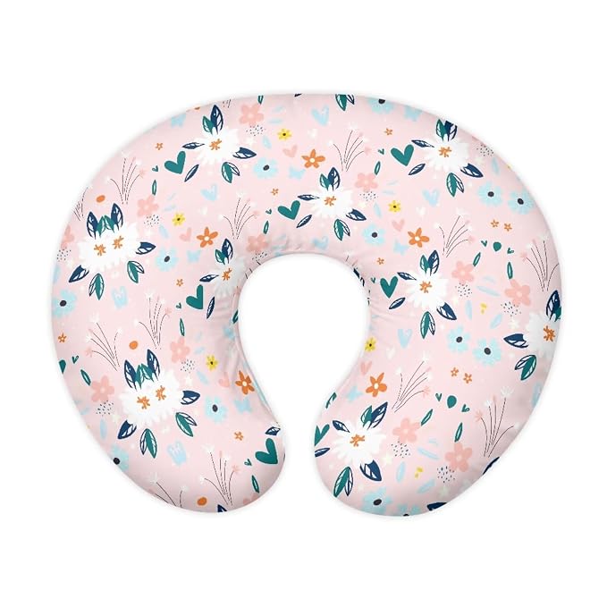 Cartoon Floral Nursing Pillow Covers, Machine Washable Premium Fabric Fits The Original Support Pillow for Breastfeeding and Bottle Feeding, Cover Only