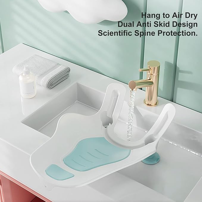 Clean Rinse Baby Bather, Portable Spine Protection Wash Hip Clean Rinse Bather Ergonomic Baby Bath Tub Baby Bath Support Infant Bathtub for Newborn (Mint Green)
