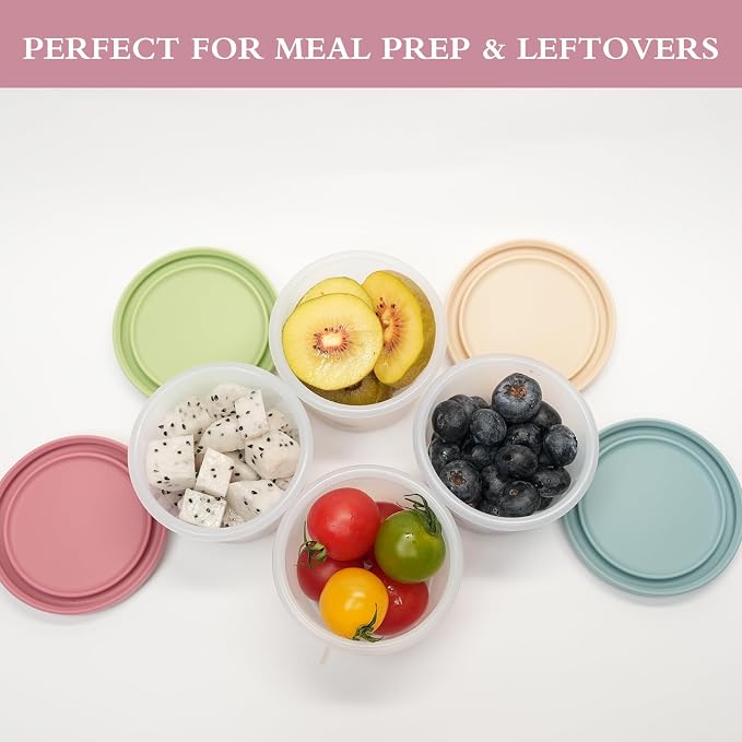 Silicone Food Storage Containers with Lids Reusable Snack Containers 4 oz Bento Lunch Snack Box for Kids & Adults - for Office, Home, Kitchen - BPA FREE - Dishwasher & Freezer Safe 4 Pack