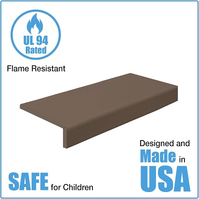 Kidkusion Soft Seat Edge Cushion | Made in USA | 80" | Brown | Fireplace Safety Cushion | Hearth Pad