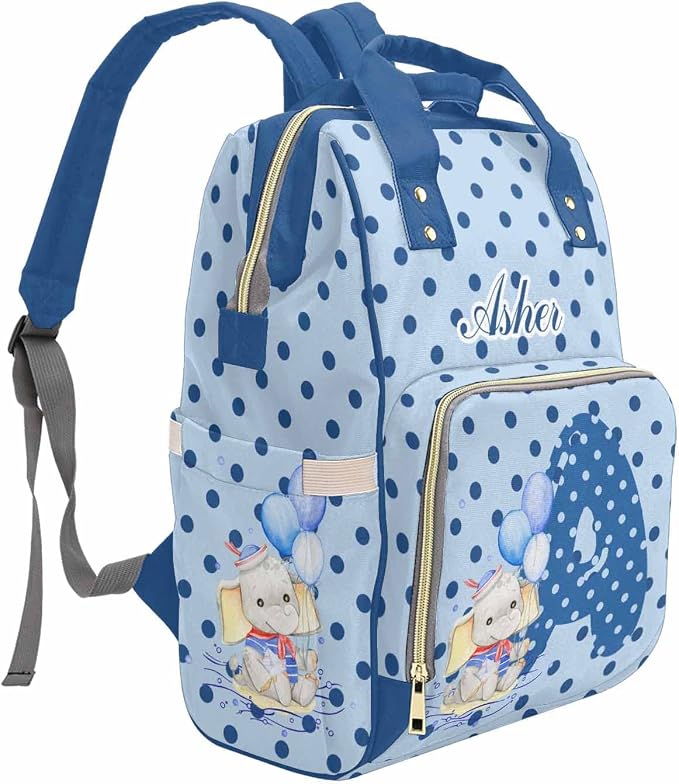 M YESCUSTOM Personalized Diaper Bag Backpack with Name Letter Custom Polka Dot Mommy Bag for Men Women Customized Newborn Gift