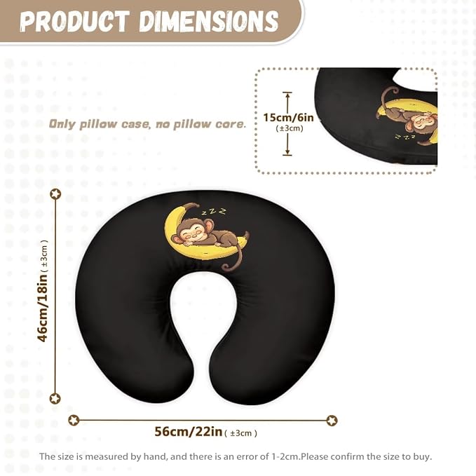 Banana Monkey Nursing Pillow Slipcover Sleeve, Breathable & Skin-Friendly Nursing Pillow Cover for Breastfeeding Mom, Pillow Not Included