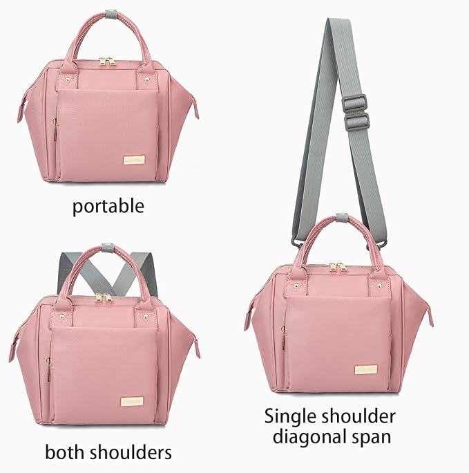Lmbabter Baby Diaper Bag Nappy Backpack Waterproof Multi-Function Convertible Mini Smart Diaper Bag Backpack for Outdoor (Pink)