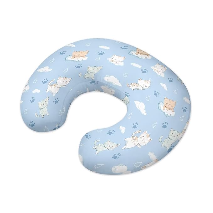 Cloudy Cat Nursing Pillowcase with Concealed Zip Washable Soft and Gentle on Baby's Skin Suitable for Breastfeeding and Bottle Feeding Easy to Clean（Pillowcase Only）