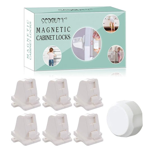 Magnetic Cabinet Locks Child Safety for Drawers and Cabinets - Kitchen Child Proof Cabinet Locks - Baby Proofing Safety