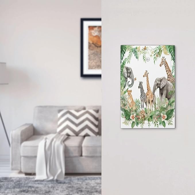 Tropical Leves Safari Animals Giraffe Elephant Zoo Light Switch Cover Plate 1 Gang No Device Blank Electrical Wall Plates Faceplate Decorative Switch Plate Covers for Kids Room Nursery Decor