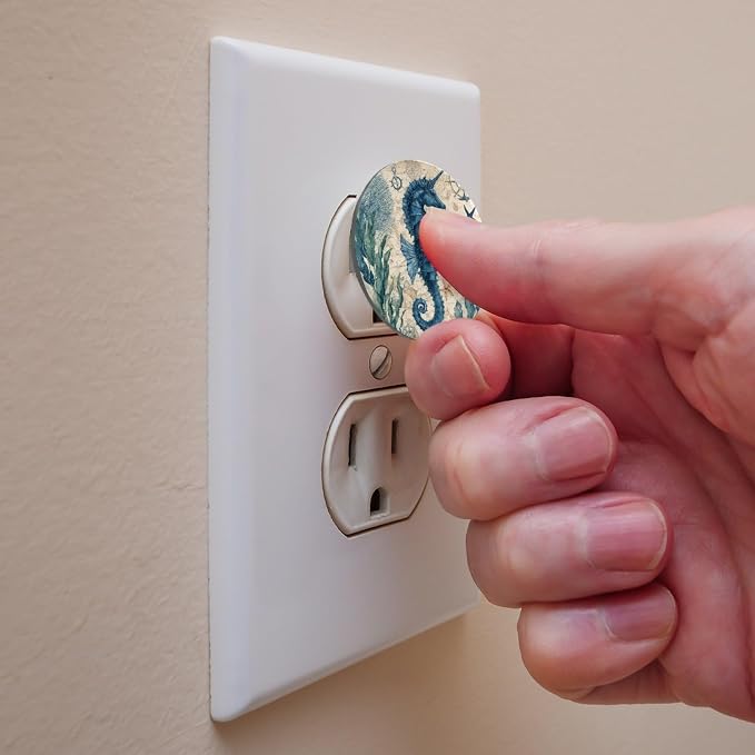 24 Packs Outlet Plug Covers Baby Proof Seahorse Plastic Electrical Socket Covers for Outlets Safety Wall Plug Plates Caps, Easy Installation