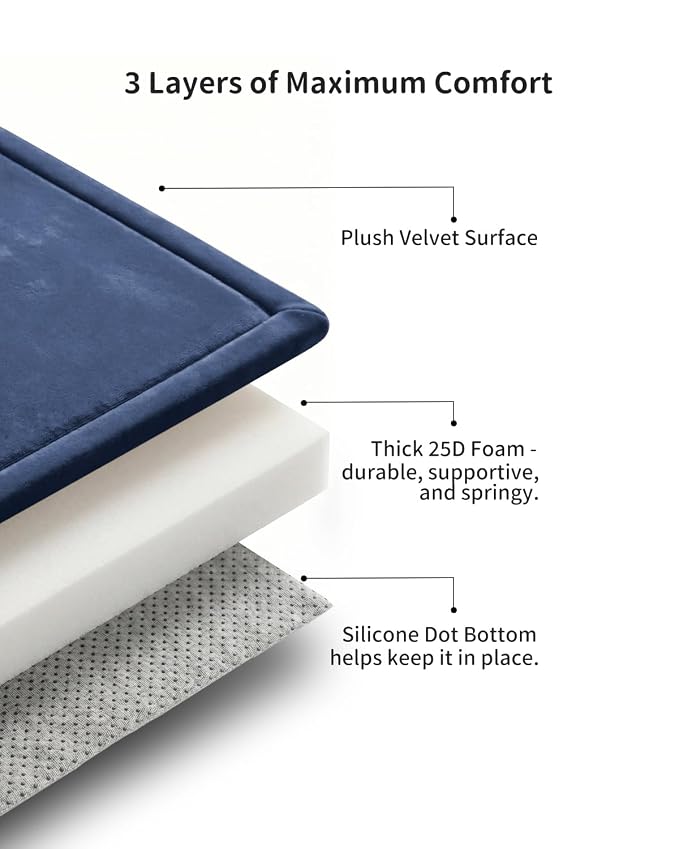 Goyuu Ultra Soft 1.3" Thick Baby Play Mat for Floor, 59x71 Playpen Mat Elasti-Foam Padded Crawling Mat for Babies, Toddlers, Infant, Kids, Non-Slip Backing Safe for Tummy Time, Dark Blue