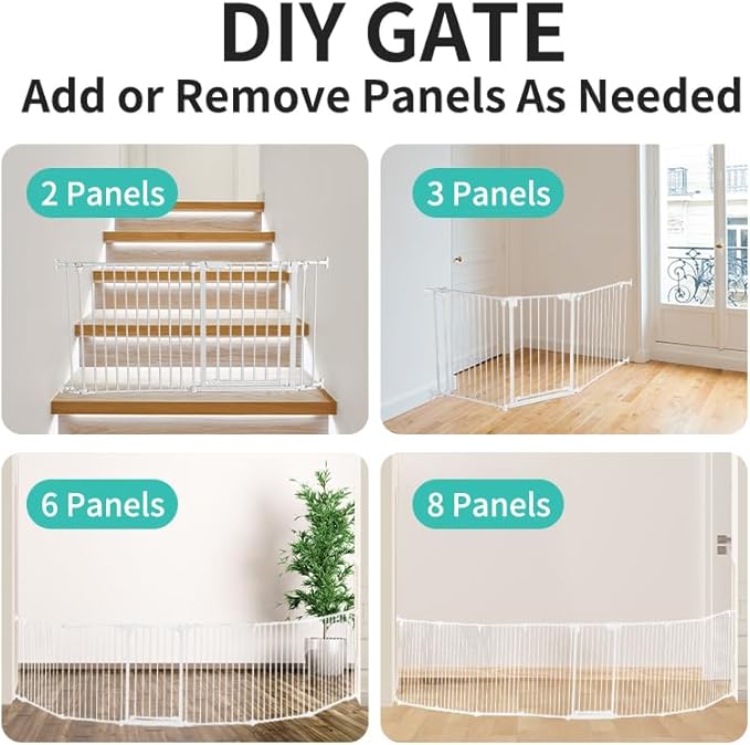 SHYUJAJIE Extra Wide Baby Gate, 30" Tall 47" Wide Configurable Baby Gate Fireplace Safety Fence, Metal Pet Safety Playpen for Toddler/Pet/Dog Christmas Tree Fence (Whtie, 2-Panel)