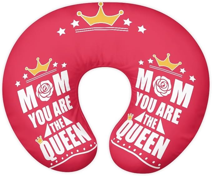 Red Nursing Pillow Covers Reversible and Soft Feeding Pillow Slipcover Fits Standard Infant Nursing Pillow or Positioner for Boy and Girl,Mom You are The Queen (Cover Only)