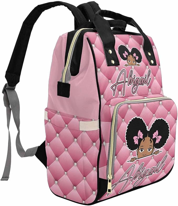 M YESCUSTOM Custom Pink Diaper Bag Backpack with Name Personalized Mommy Backpack for Women Travel Gift for Wife