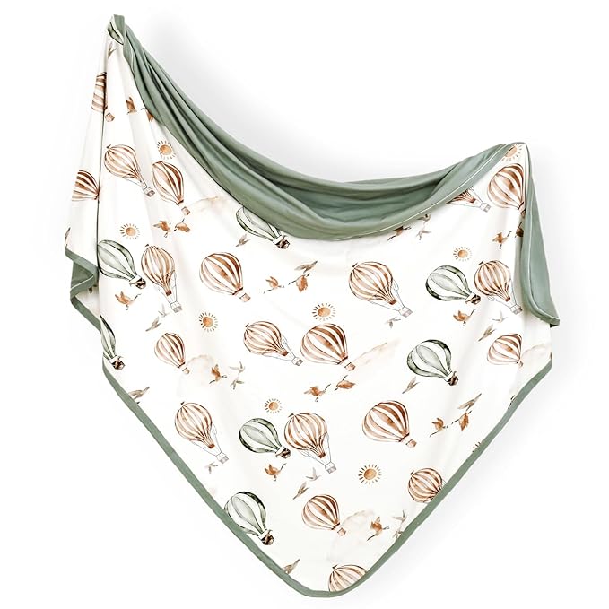 GRSSDER Baby Blankets Super Soft Jersey Knit Swaddle Blanket for Baby Girls and Boys, Double Layer Receiving Blankets 34 x 44 Inches, Extra Large for Baby Swaddling, Balloon Print