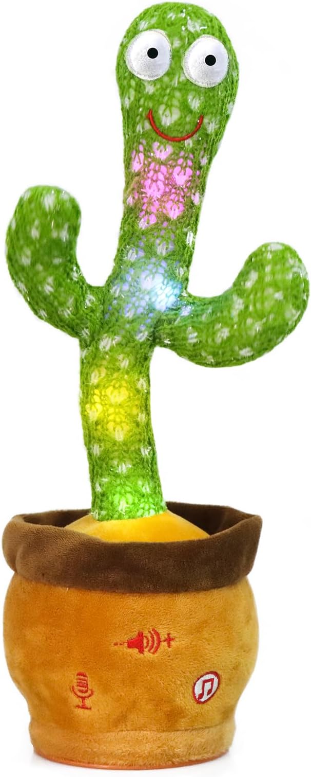 Emoin Christmas Dancing Cactus Toy, Talking Cactus Baby Toys for Baby Christmas Toy Gift Singing Repeats What You Say Baby Interactive Plush