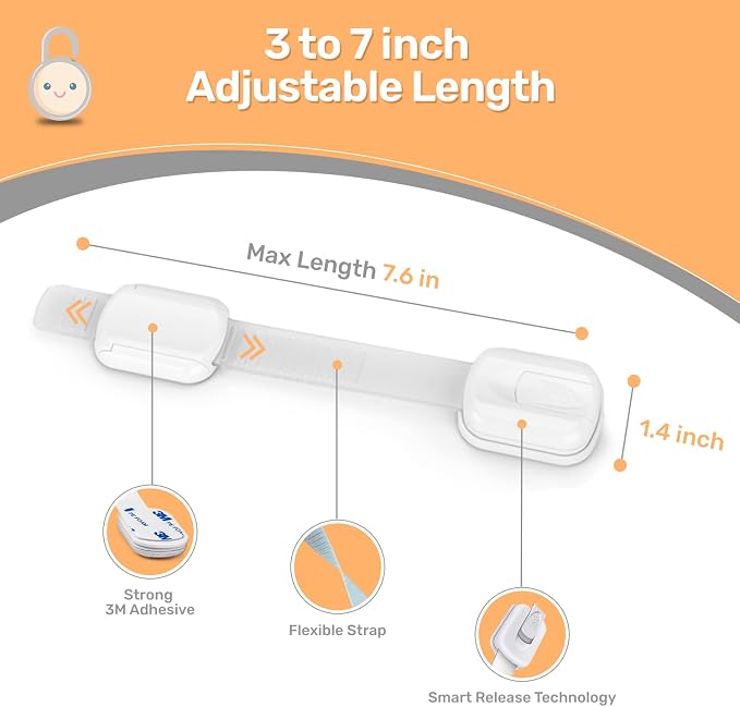 BABY PROOF ME 6 Safety Strap Locks Bundle with 12 Magnetic Cabinet Locks and 12 Corner Protectors