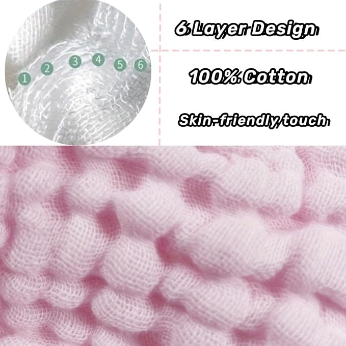 norinori Baby Burp Cloths Muslin Washcloths 6Pack - Muslin Burp Cloths Large 20''x10'' Extra Soft Absorbent Baby Burp Rags for Newborn 100% Cotton for Boys Girls Gift 6 Layers Machine Washable