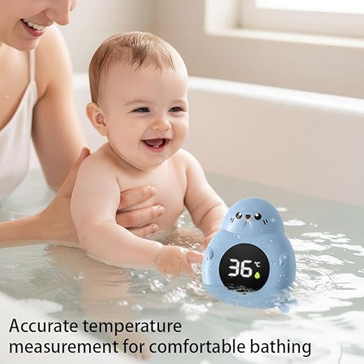 Baby Bath Thermometer for Infants,Cute Seal Digital Infant BathtubThermometer,Digital Floating Water Thermometer with LED Display,Waterproof,for Infant Bathtub Safety,NewbornBath Essentials Gift