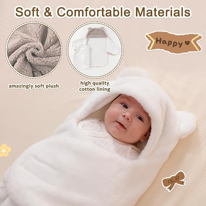 AiWMGL Baby Winter Fleece Swaddle Blanket 0-3 Months Boys Girls Warm Adjustable Newborn Swaddling Wrap Soft Plush Sleeping Sacks