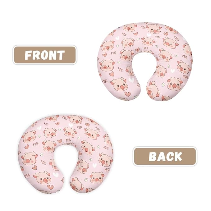 Cute Pigs Breastfeeding Pillow Cover Boys Girls Soft Breathable Nursing Pillow Cover with Hidden Zipper Infant Feeding Cushion Cover Case for Nursery Room Sofa Decor