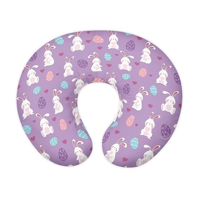 Colorful Turkey Egg Nursing Pillow Cover Girl Nursing Covers for Breastfeeding Slipcover Washable Toddler Pillow Case Cover,Cute Rabbit Print Easter Gift
