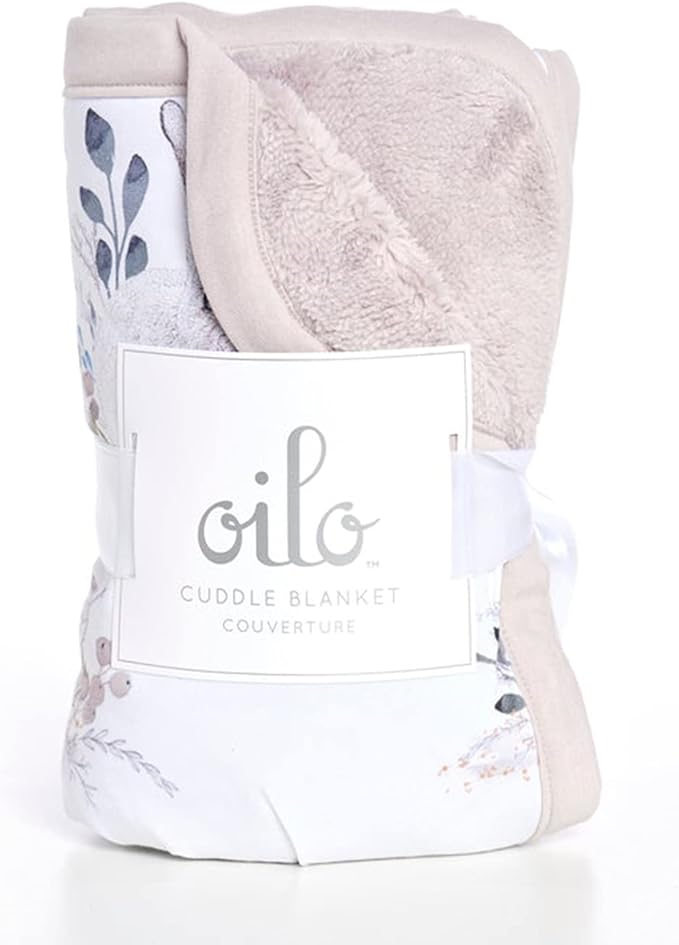 Oilo Baby Blanket, Luxury Soft Plush Chenille Backing & Organic Cotton Jersey Print, Double Layered, 30" x 40", Rolled Jersey Edge Trim, Machine Wash, Perfect for Infant or Toddlers, Cottontail Bunny