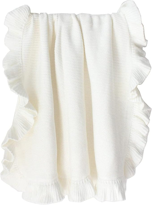 Baby Wraps Ruffle Edge Knitted Wrap Blanket Infant Blanket Crib Stuffer Non-fluorescent Newborns Photo Blanket Baby Blanket Quilt Unisex Bulk