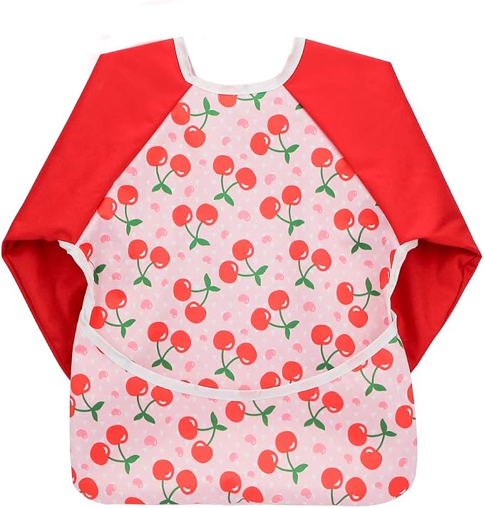 Infant Toddler Baby Waterproof Sleeved Bib, Bib with Sleeves&Pocket, 6-24 Months