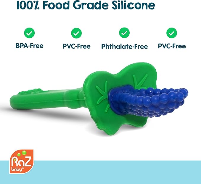 RaZbaby RaZberry Spoon (2-Pack), Multi-Textured Silicone for Grip & Comfort During Feeding ??Perfect for Self-Feeding Training ??BPA-Free, Easy to Hold, Dishwasher & Sterilizer Safe for Easy Cleaning
