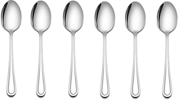 LIANYU 6-Piece Toddler Spoons, Kids Baby Spoons Self Feeding, Stainless Steel Toddler Utensils Silverware Set for 2-10 Year Old, Children Cutlery Flatware Set for Home School, Dishwasher Safe