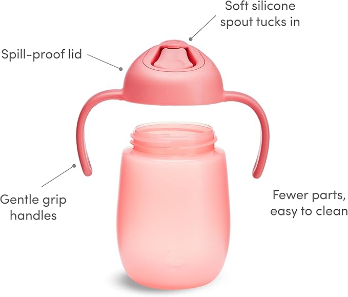 Munchkin Simple Clean Trainer Sippy Cup with Handles, 6+ Months, 7 Ounce, Blue/Pink