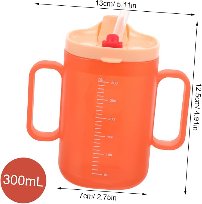 DECHOUS Double Handle Drinking Cup with Straw Boy Girl Water Cup Durable Lightweight and Ergonomic Design for Easy Grip for Milk and Water Training