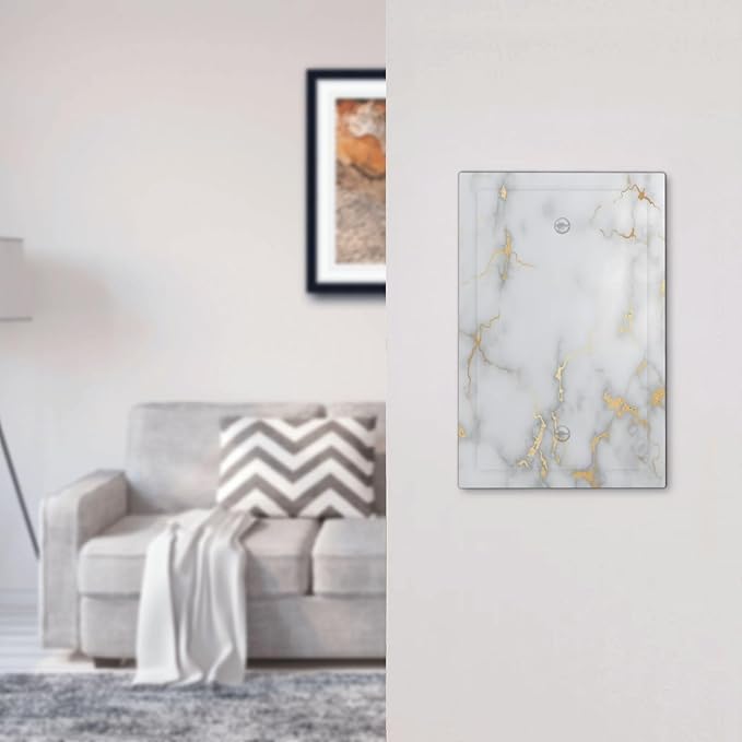 Luxury White And Gold Marble Abstract Modern Light Switch Cover Plate 1 Gang No Device Blank Electrical Wall Plates Faceplate Decorative Switch Plate Covers for Bathroom Kitchen Decor