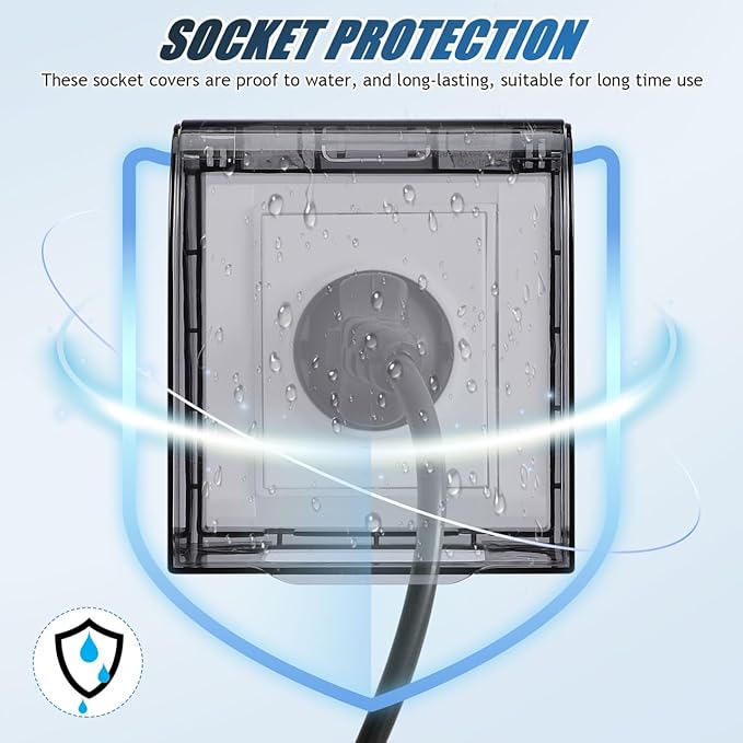 UKCOCO Flip Weatherproof Outlet Cover: Clear Waterproof Plastic Socket Protector for Home Office Bathroom, Child Safety Electrical Outlet Cover for 86-Type Socket, Easy Installation