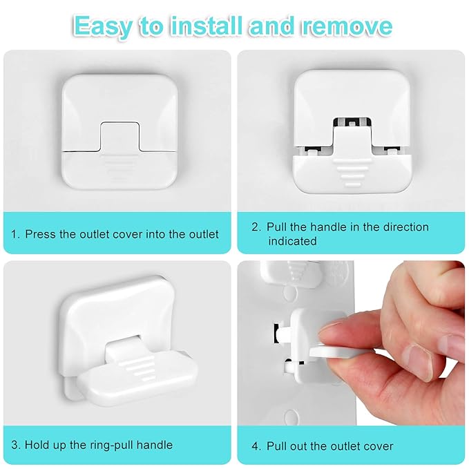 Outlet Covers (55 Pack) with Hidden Pull Handle Baby Proofing Plug Covers 3-Prong Child Safety Socket Covers Electrical Outlet Protectors Kid Proof Outlet Cap