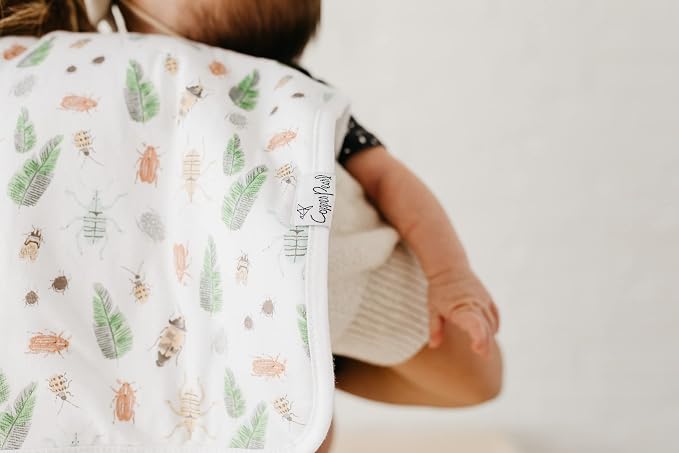 Copper Pearl Premium Baby Burp Cloths - 3-Pack Large Cotton Burp Cloths, Extra Soft Spit Up Rags with 3 Absorbent Layers, Perfect for Baby Boy and Baby Girl Gifts (21" x 10" Size, Peanut Set)