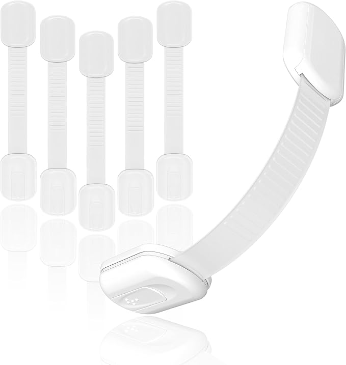 Cabinet Locks Provide Effective Baby Proofing - No Screws and Magnets Required Multi-purpose Suitable for Furniture Ovens Drawers Kitchens Toilet Seats (A - White, 1 pack of 6)