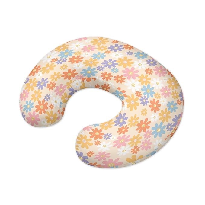 Cartoon Hippie Flower Nursing Pillow Cover for Baby Boy Girl Breastfeeding Nursing Pillow Slipcovers Super Soft Breathable and Washable