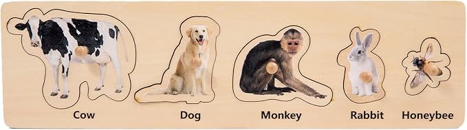 Adena Montessori AInteractive Animal Puzzle Set: Discover the World of Animals and Their Diets PuzzleToys for 2 Years Old Toddler Infant