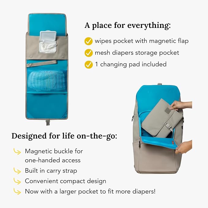 Huhu Baby Changing Wallet ??Compact, Portable Diaper Changing Pad for Travel ??Easy to Clean, Foldable Changing Mat ??Must Have Diaper Bag Accessory for New Parents (Daybreak Taupe)