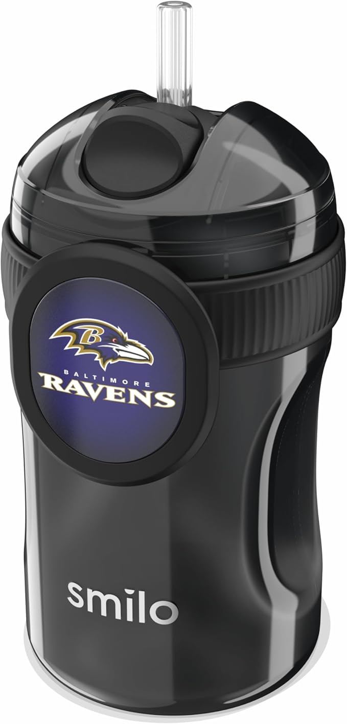 Smilo Straw Cup - Baltimore Ravens Officially Licensed NFL Sippy Cup - Baby and Toddler Cup with Weighted Silicone Straw and 8.5 oz Capacity - BPA-Free
