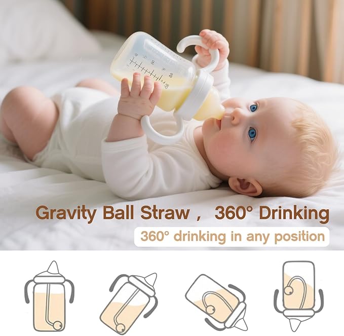 Spout Sippy Cup Conversion Kit for Philips Avent Natural Baby Bottles,Sippy Cups Transition Kit with Soft Spout top,Weighted Straw, Bottle Handle, Cleaning Brush, Dust-Proof Case, 6m+, 4 Pack