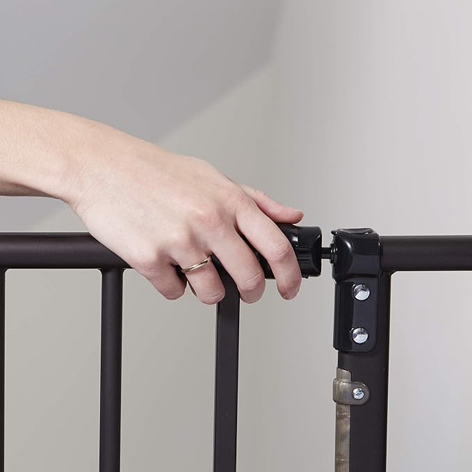 Toddleroo by North States - Light the Way Baby Gate: Metal Safety Gate for Stairs & Doorways with Light Sensing LED - Adjustable 28.5 to 38.25 Inches Wide - 29.3 Inches Tall - Matte Bronze