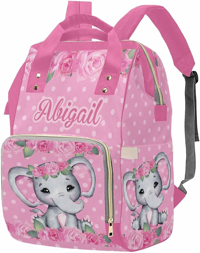 M YESCUSTOM Customized Bags Custom Pink Flower Diaper Bag Backpack with Name Personalized Multifunction Nappy Mommy Bags