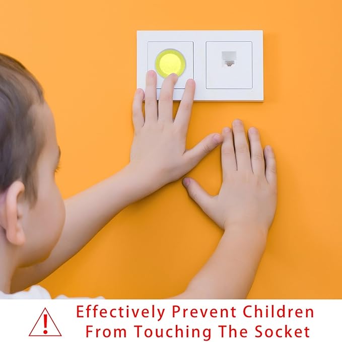 Outlet Covers (12/24 Pack)??Pure Luminous Yellow Color Outlet Plug Covers ??Baby Safety Child Proof